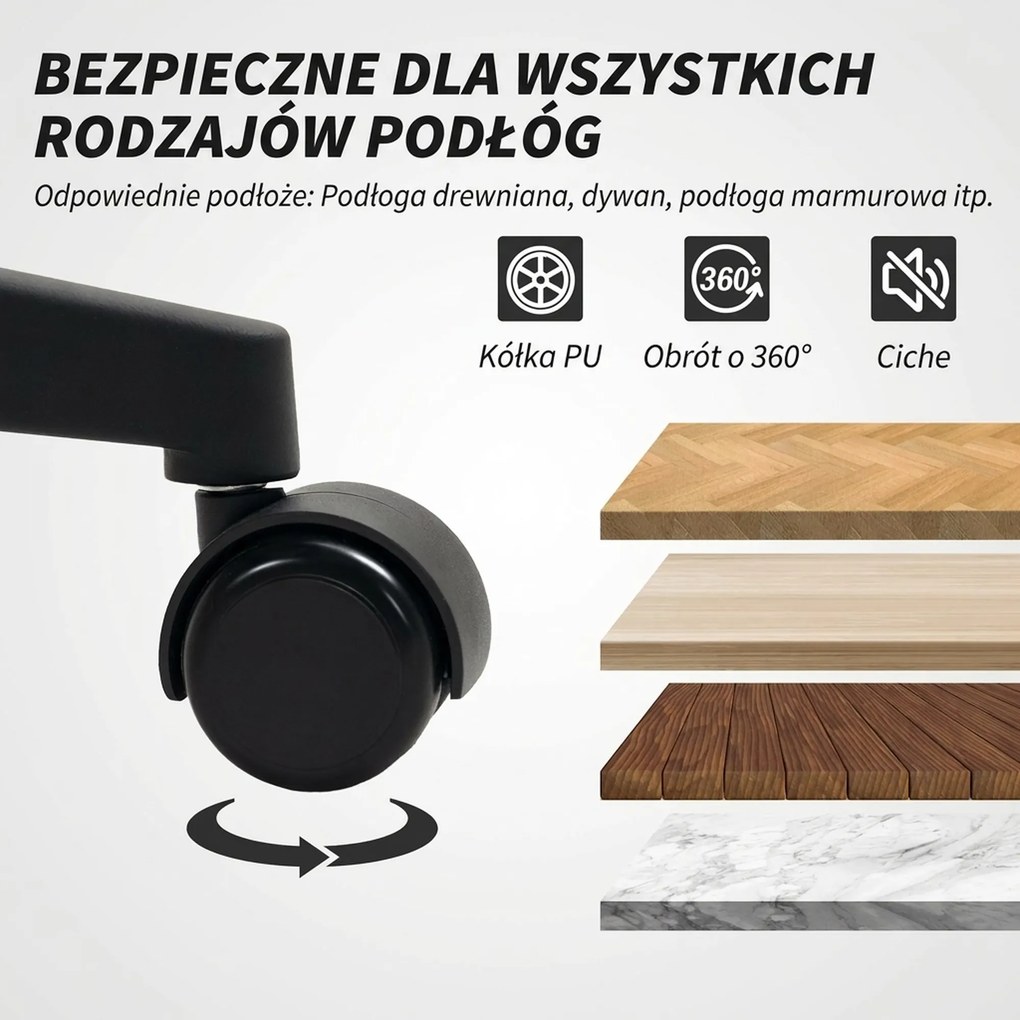 HOMCOM Krzesło biurowe z miękkim oparciem, kołami, podłokietnikami, regulowaną wysokością, wełna sztuczna, Szary