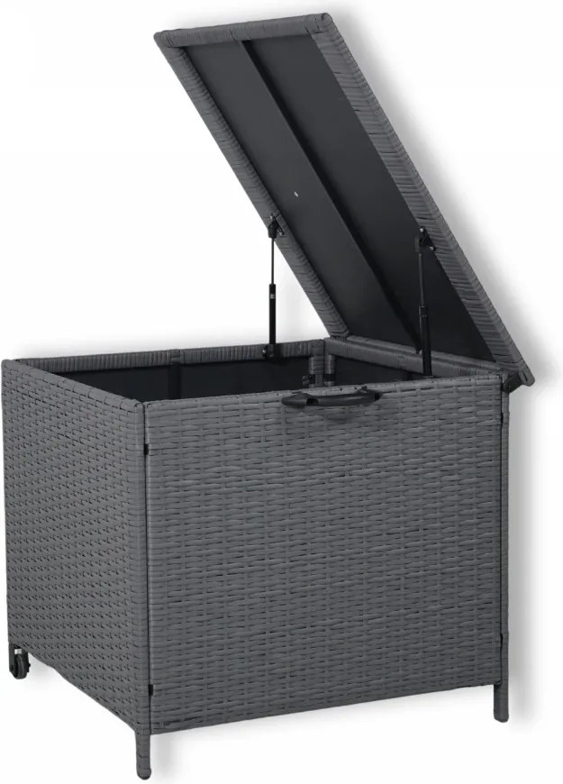 Skrzynia ogrodowa na poduszki z technorattanu XL-SD-S, 75x70x65 cm, szary