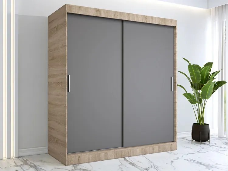 Szafa przesuwna 180 cm dąb sonoma + antracyt - Erco 5X