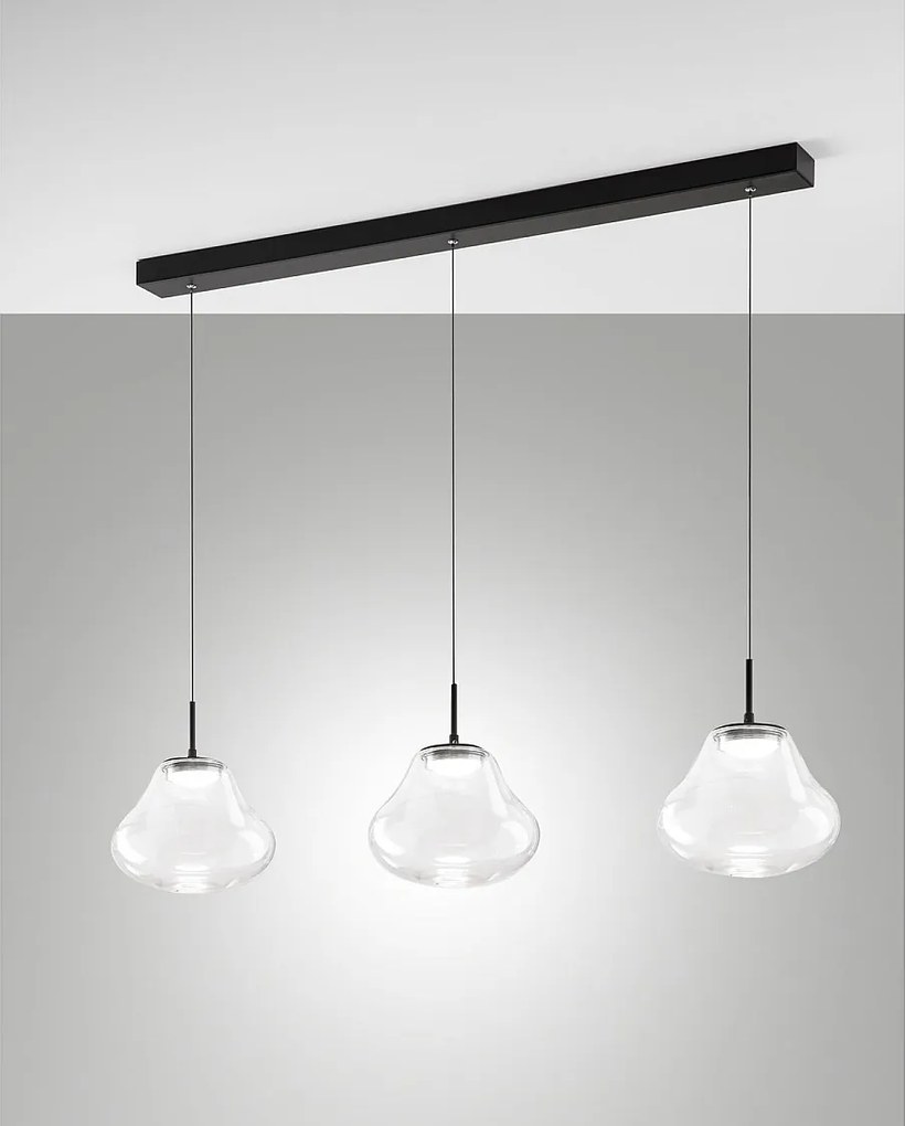 Lampa wisząca Deva 42 W LED CCT z możliwością ściemniania, metalowa rama i przezroczyste szkło borokrzemianowe, IP20 - kolekcja Deva