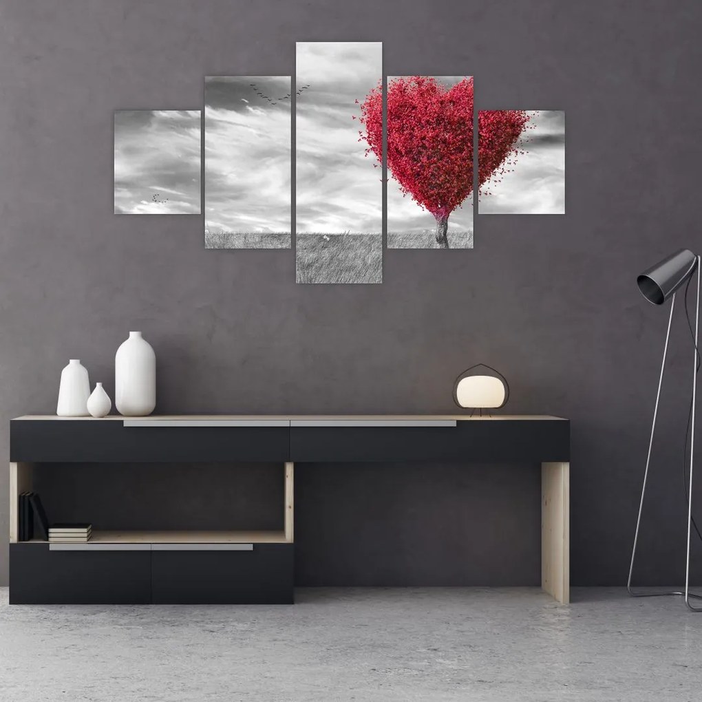 Obraz - serce z koroną drzewa (125x70 cm)