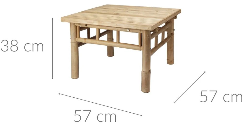 Niski stolik kawowy z bambusa, 57 x 57 x 38 cm