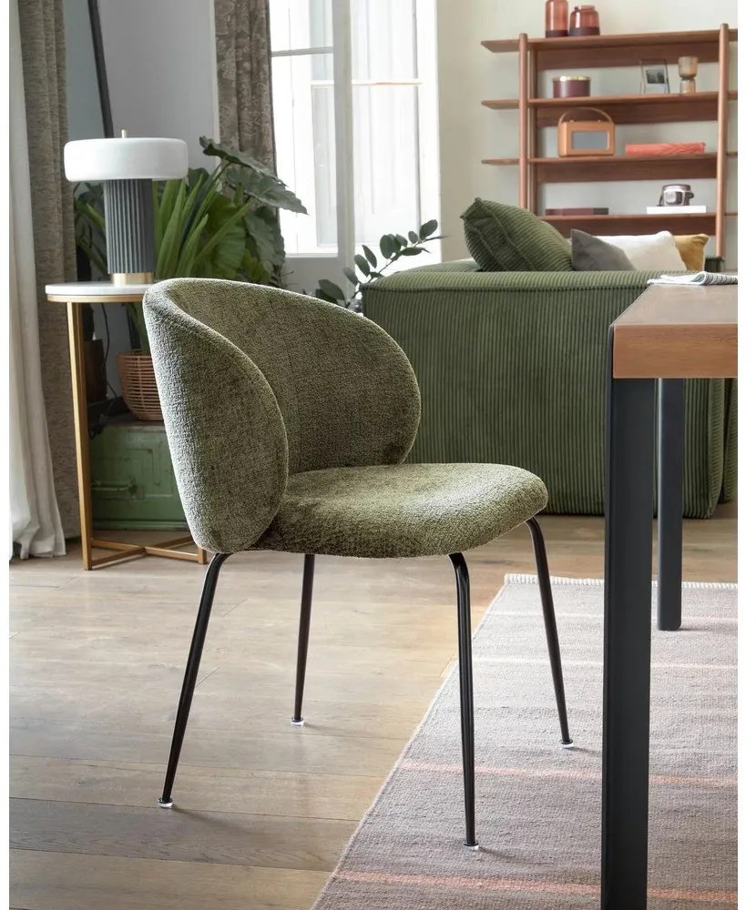 Zielony tapicerowany fotel jadalniany Minna – Kave Home