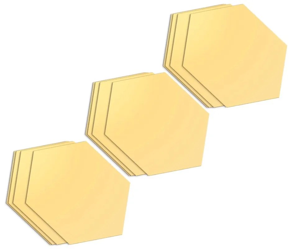 Zestaw naklejek na ścianę 12 szt. 17x20 cm Hexagons Gold – Ambiance