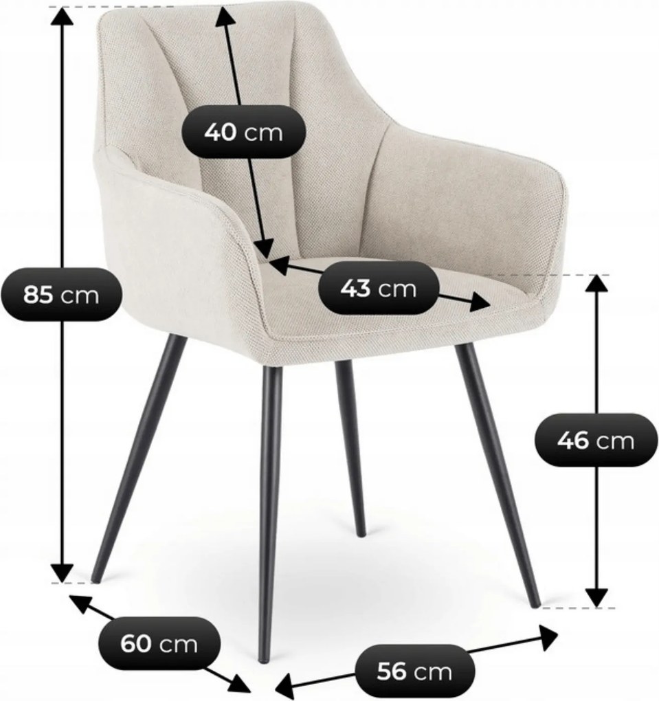 Krzesło Tapicerowane do Salonu NAWARA Kremowe Nowoczesne