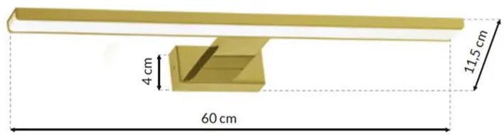 Złoty kinkiet LED łazienkowy - N014-Folind 13,8W 60x11,5x4 cm