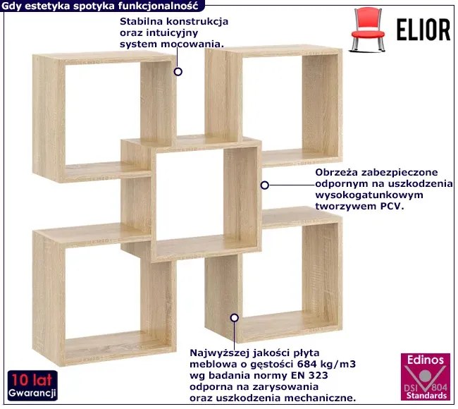 Minimalistyczna półka ścienna dąb sonoma W5-N88