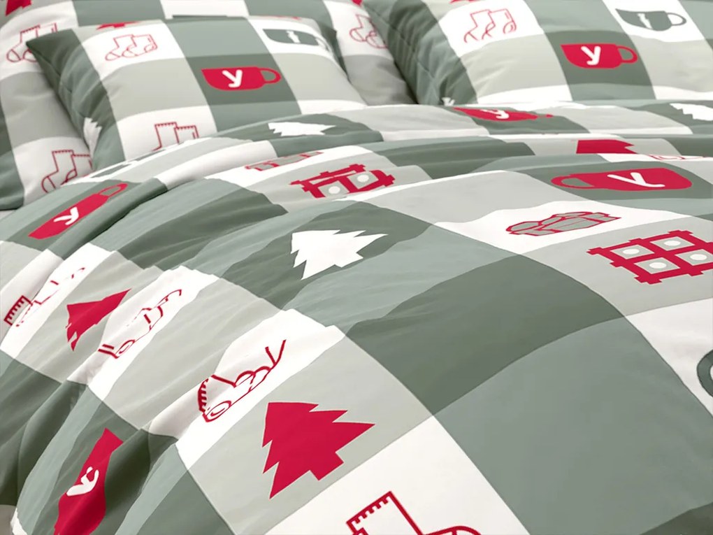 PrzytulneMieszkanie.pl PrzytulneMieszkanie.pl Pościel bawełniana CHRISTMAS SOCKS zielone Rozmiar pościeli: 70 x 90 cm | 140 x 200 cm