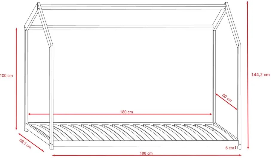 Białe łóżko dziecięce typu domek 80x180 G8-D40