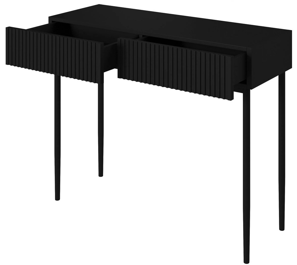 Konsola / toaletka Nicole 100 cm z szufladami - czarny mat / czarne nóżki