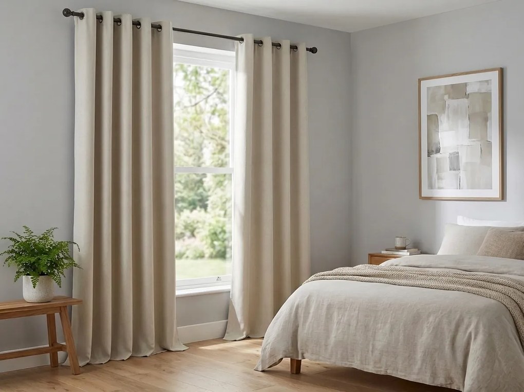 Biało-kremowa zasłona OXFORD 140x250 cm Zawieszanie: Taśma z wiązaniami