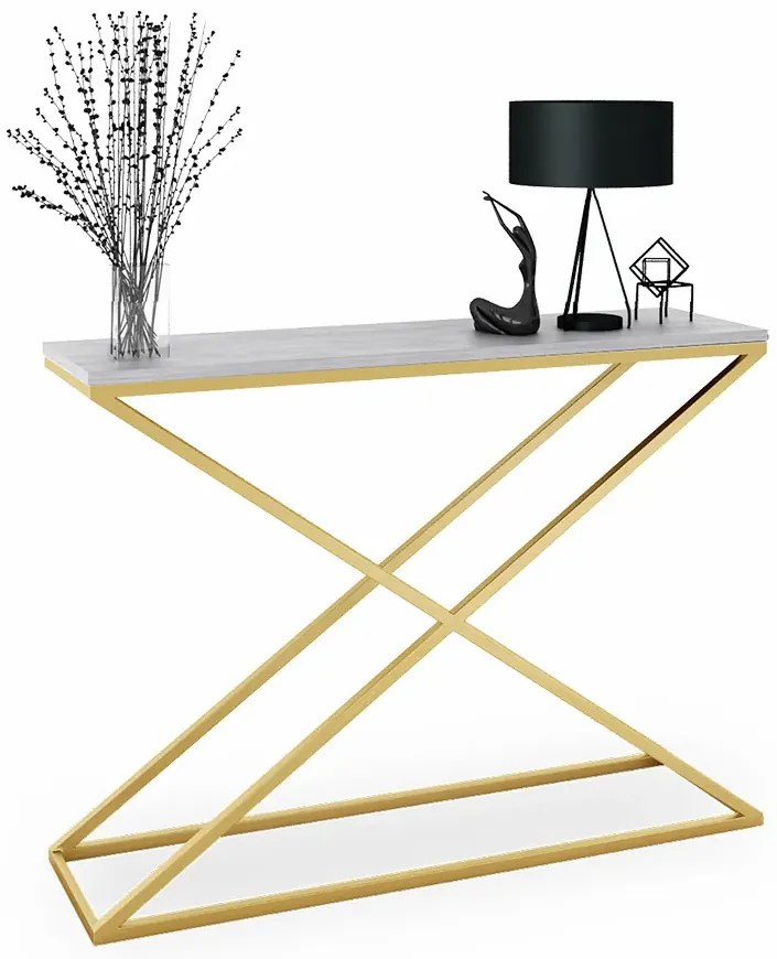 Nowoczesna konsola złoty + beton W0-C66