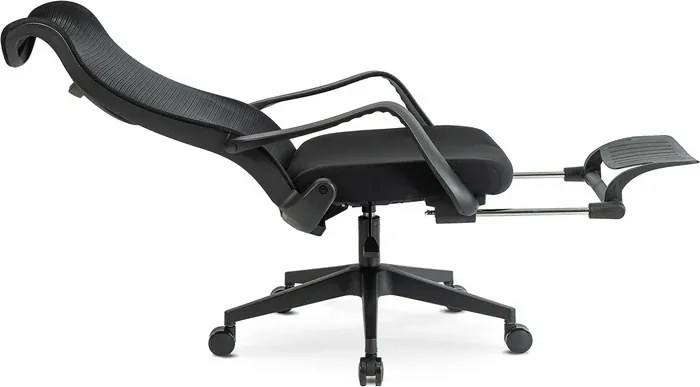 Fotel Biurowy Ergonomiczny Obrotowy z Podnóżkiem ACTON Czarny