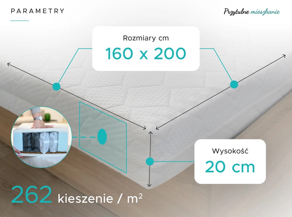 Mata kokosowa COCO MAXI 20 cm 160 x 200 cm Ochrona materaca: BEZ ochraniacz na materac