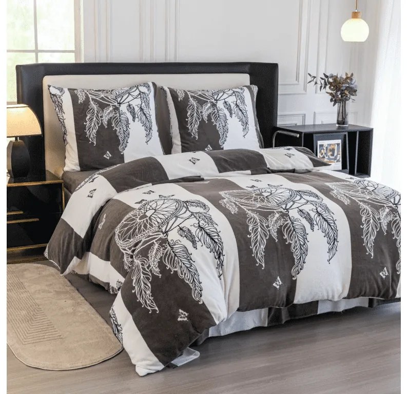 PrzytulneMieszkanie.pl PrzytulneMieszkanie.pl Pościel z mikropluszu TIRSO szaro-biała Rozmiar pościeli: 70 x 90 cm | 140 x 200 cm