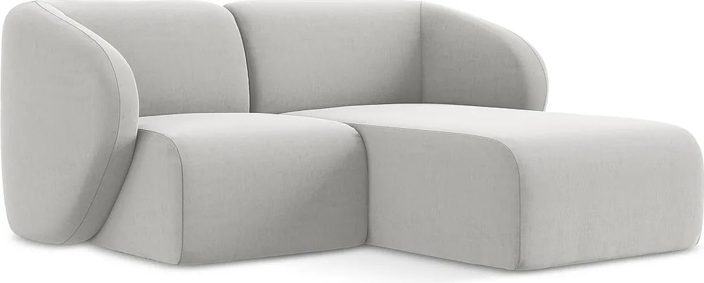 Narożnik prawostronny - z tkaniny welwetowej - srebrny - LANI