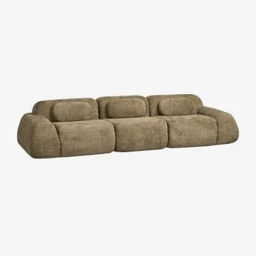 Sofa Modułowy 3-częściowy Z Tkaniny Chenilla Pakowany Próżniowo Merida Szenila Gruba Szałwiowa Zieleń - Sklum