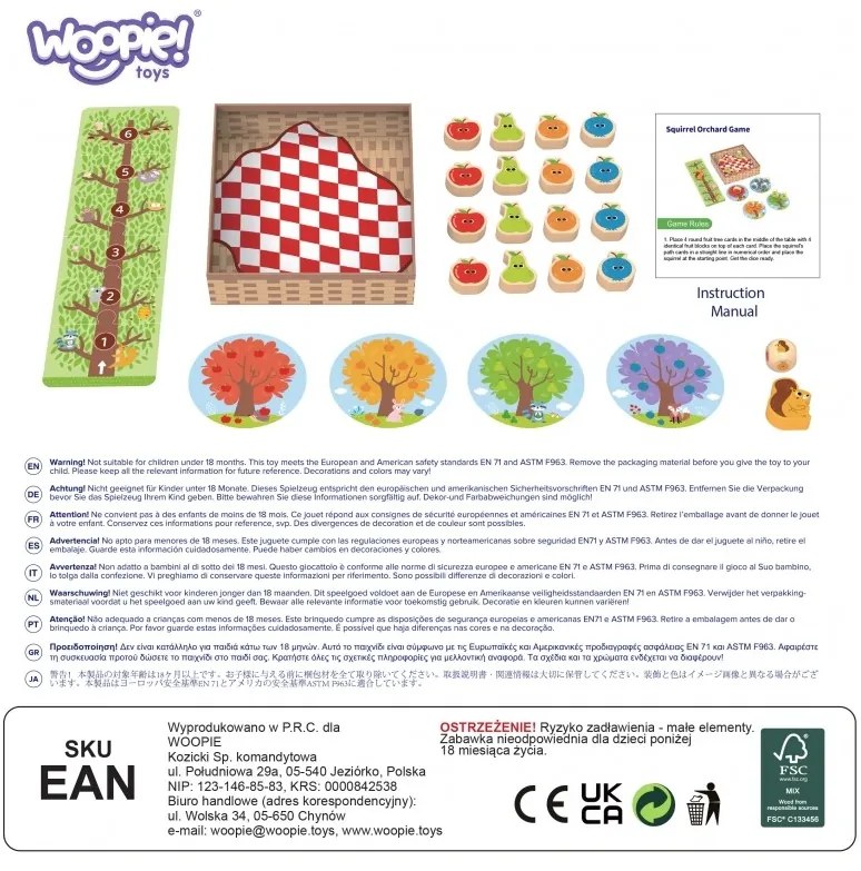 Woopie green wiewiórka w sadzie gra planszowa rodzinna fsc