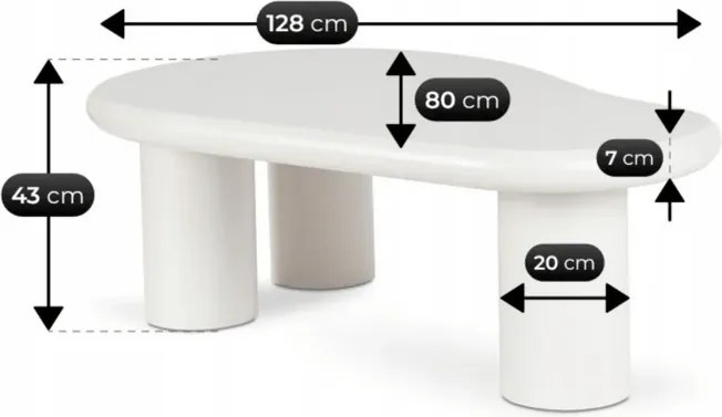 Stolik Kawowy EDME 128 cm Biały Nowoczesny
