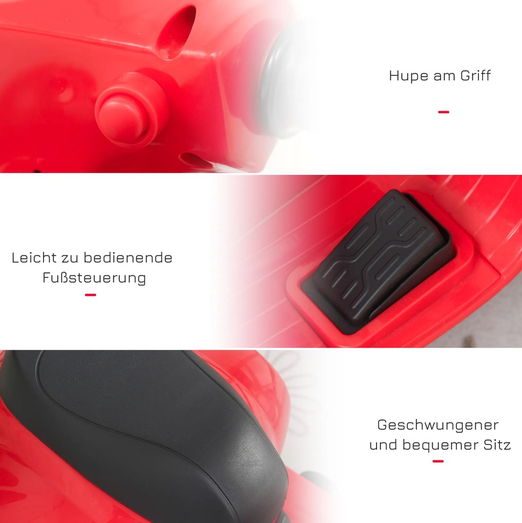 VESPA Elektryczny Motocykl Dla Dzieci Pojazd Elektryczny 3-6 Lat Czerwony Bezpieczna Przygoda | Aosom PL