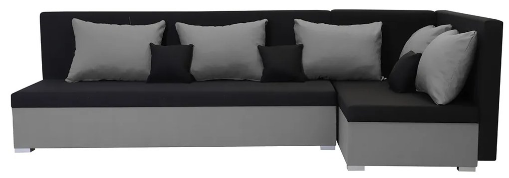 MEGA OKAZJA Narożnik kanapa z funkcją spania ARKO Czarny/Jasny szary