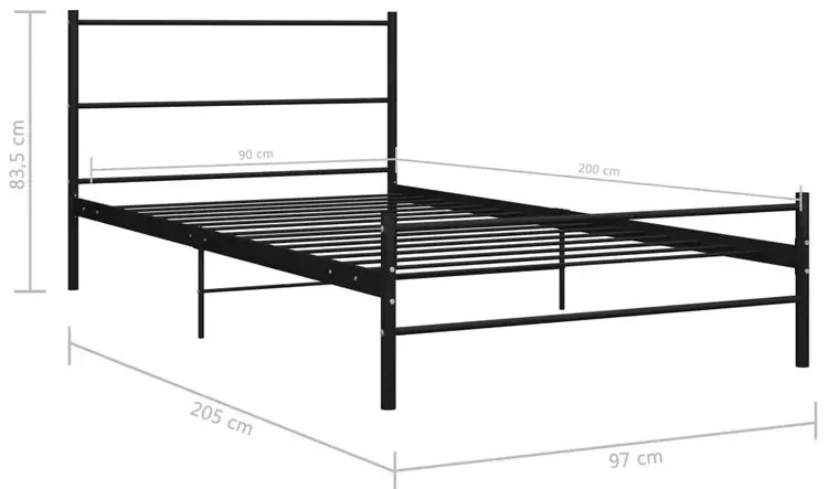 Czarne Metalowe Łóżko Pojedyncze 90X200 Cm Tisano 4X 11 Kolorów