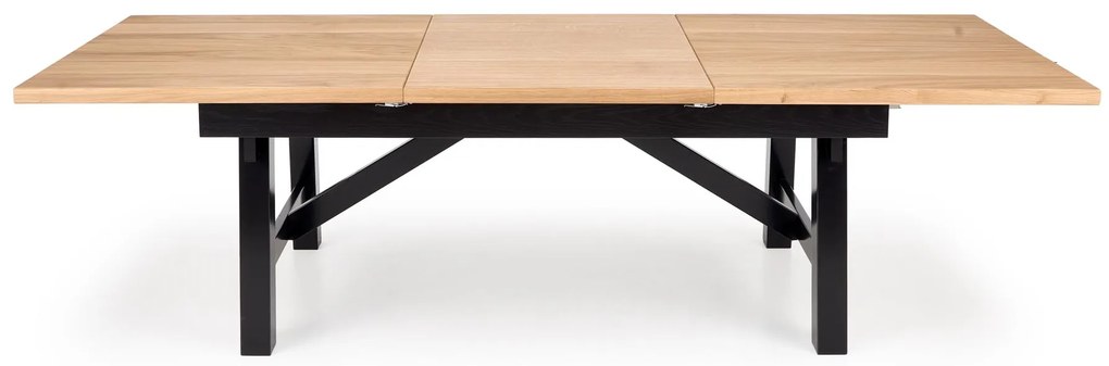 FIESTA stół rozkładany 200-280x100x77 cm dąb naturalny/czarny mieści 8-12 osób