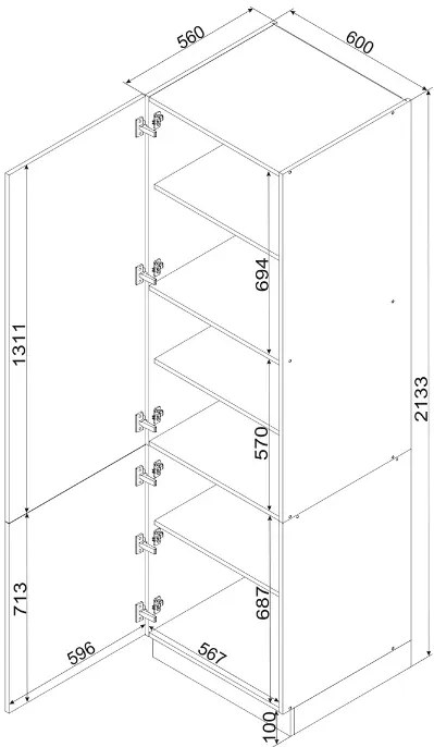 Słupek kuchenny do przechowywania 60 cm jasny szary - Akia 35X
