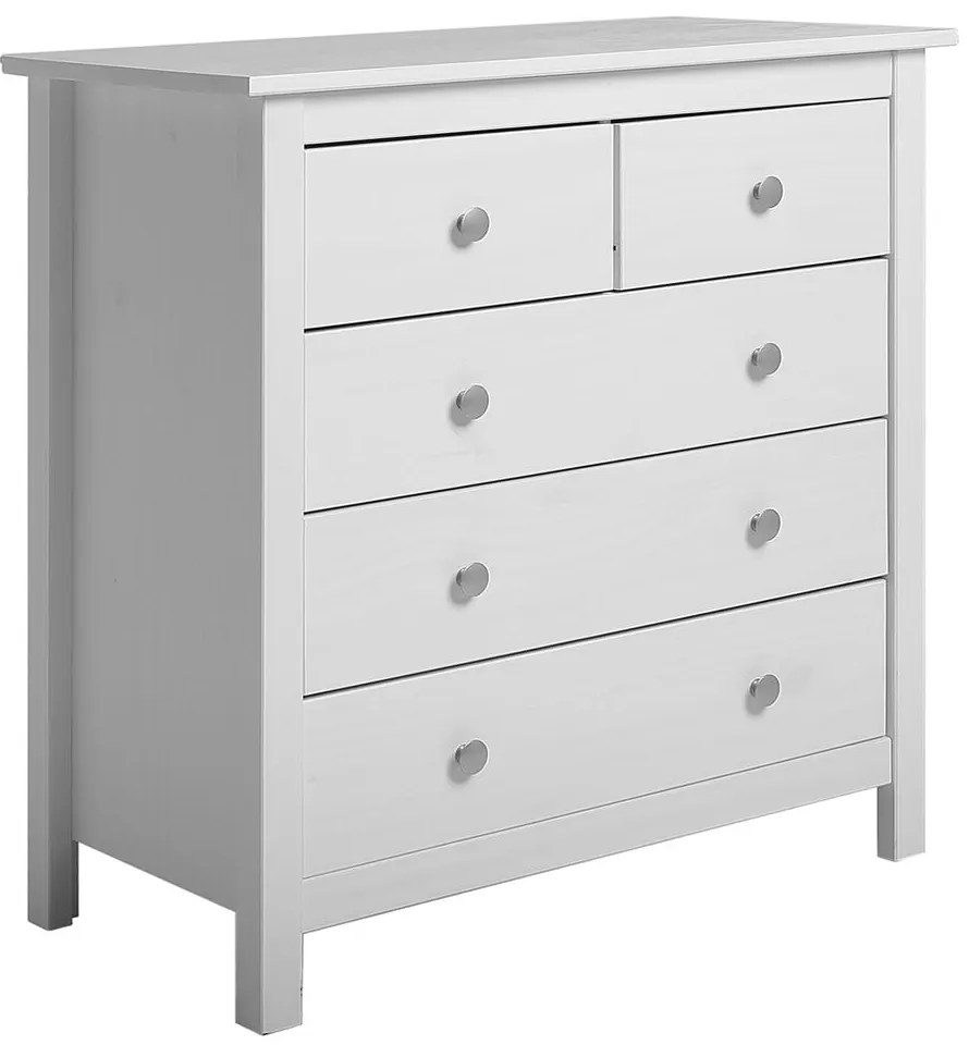 Biała wysoka komoda z litego drewna sosnowego 79x80 cm Berna – Marckeric