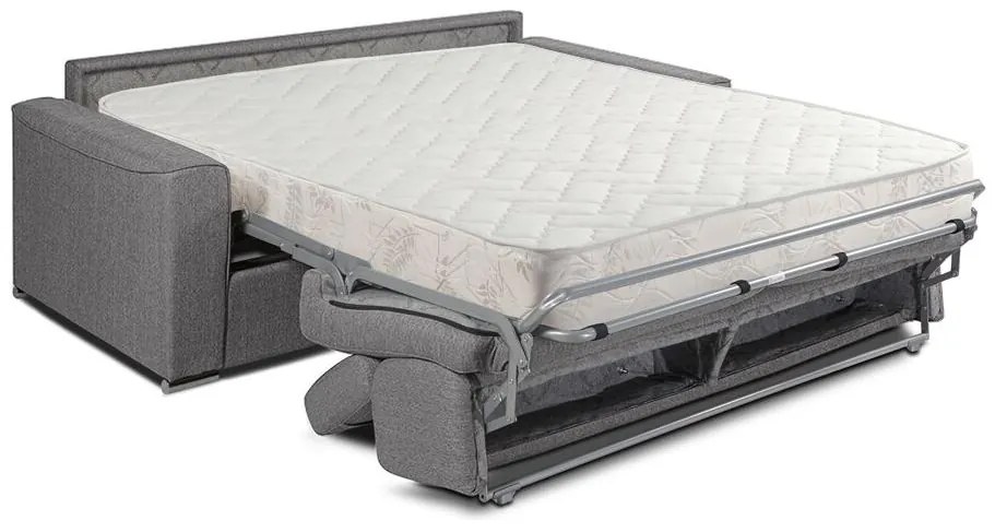 Kanapa 2-osobowa z ekspresowym mechanizmem rozkładania z tkaniny VIZIR - Kolor: szary - Miejsce do spania: 120 cm - Materac 18 cm