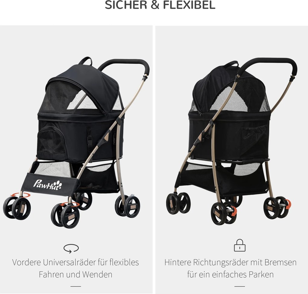 Outsunny Wózek dla Psa 2w1 Składany Torba Transportowa do 20kg | Aosom PL