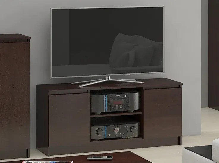 Klasyczna Szafka Rtv Z Półkami Wenge M9-P29