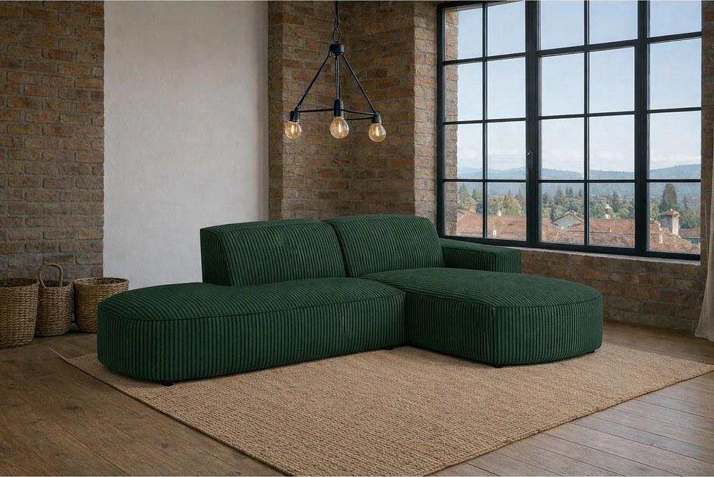 Narożnik Cursal Atelier, tkanina Poso, Zielony, Prawy