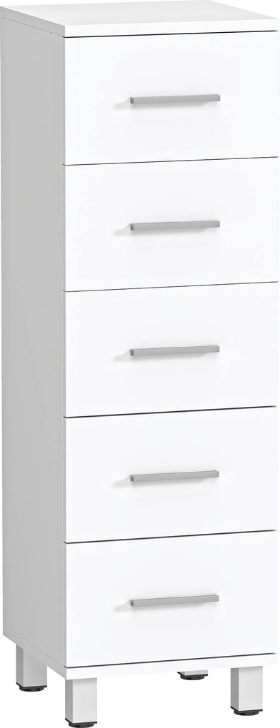 HOMCOM Szafka łazienkowa Wąska szafka z 5 szufladami do łazienki 30 x 30 x 95 cm Biały | Aosom PL