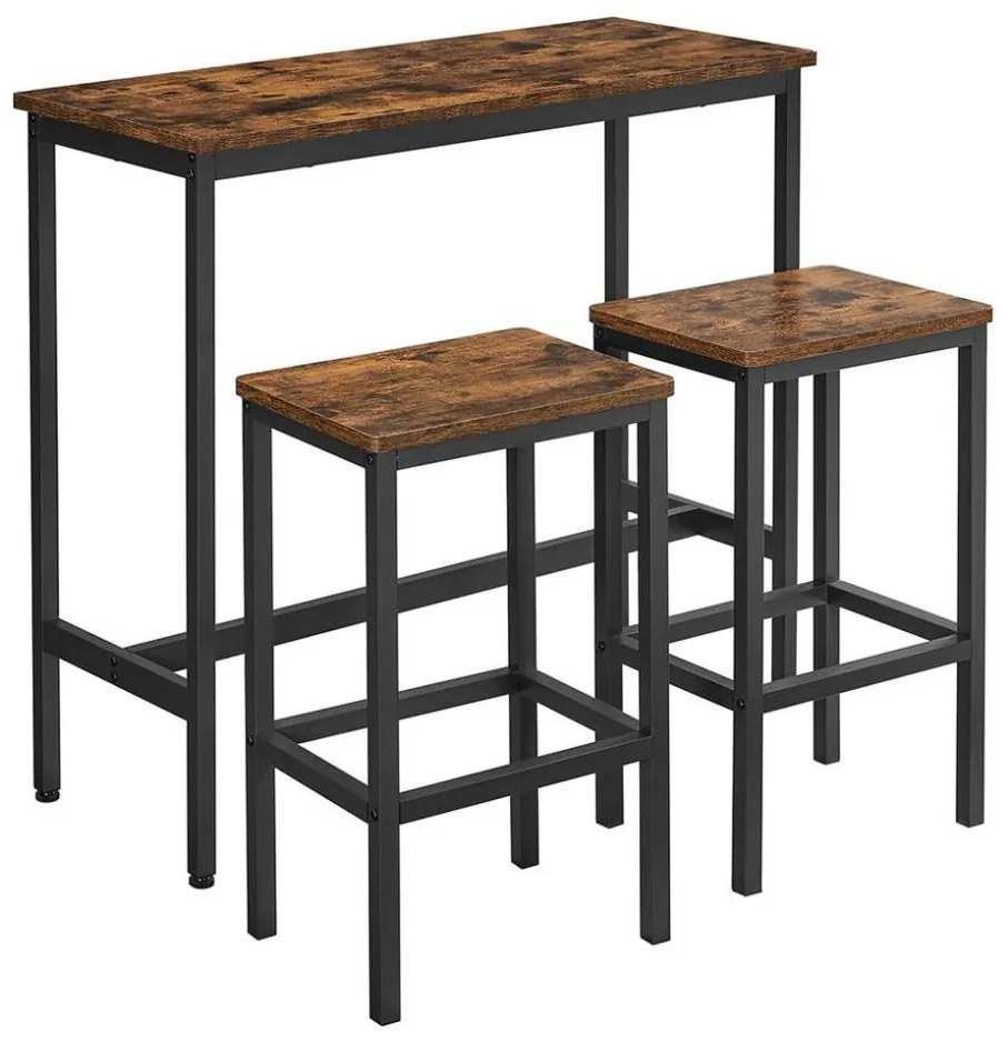 Zestaw: stolik barowy i 2 stołki barowe BARTIS brązowy/czarny