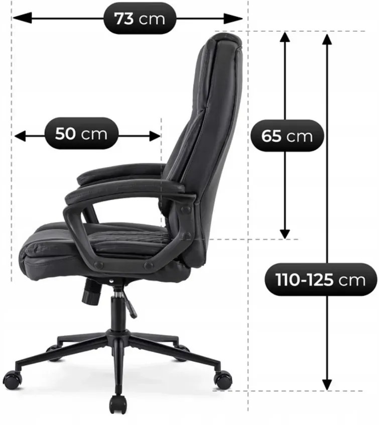 Czarny obrotowy fotel biurowy - Duke 3X
