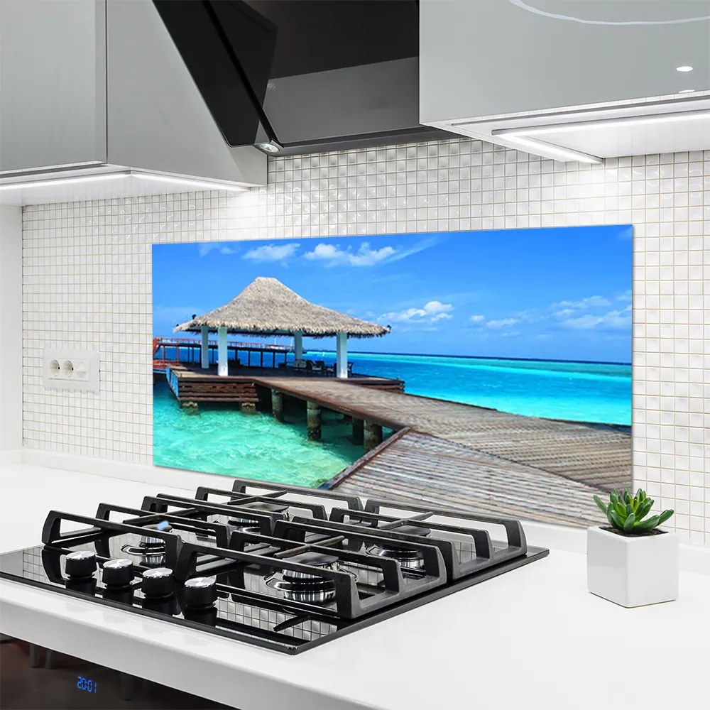 Szkło do Kuchni na Ścianę Most Nad Morskim Brzegiem