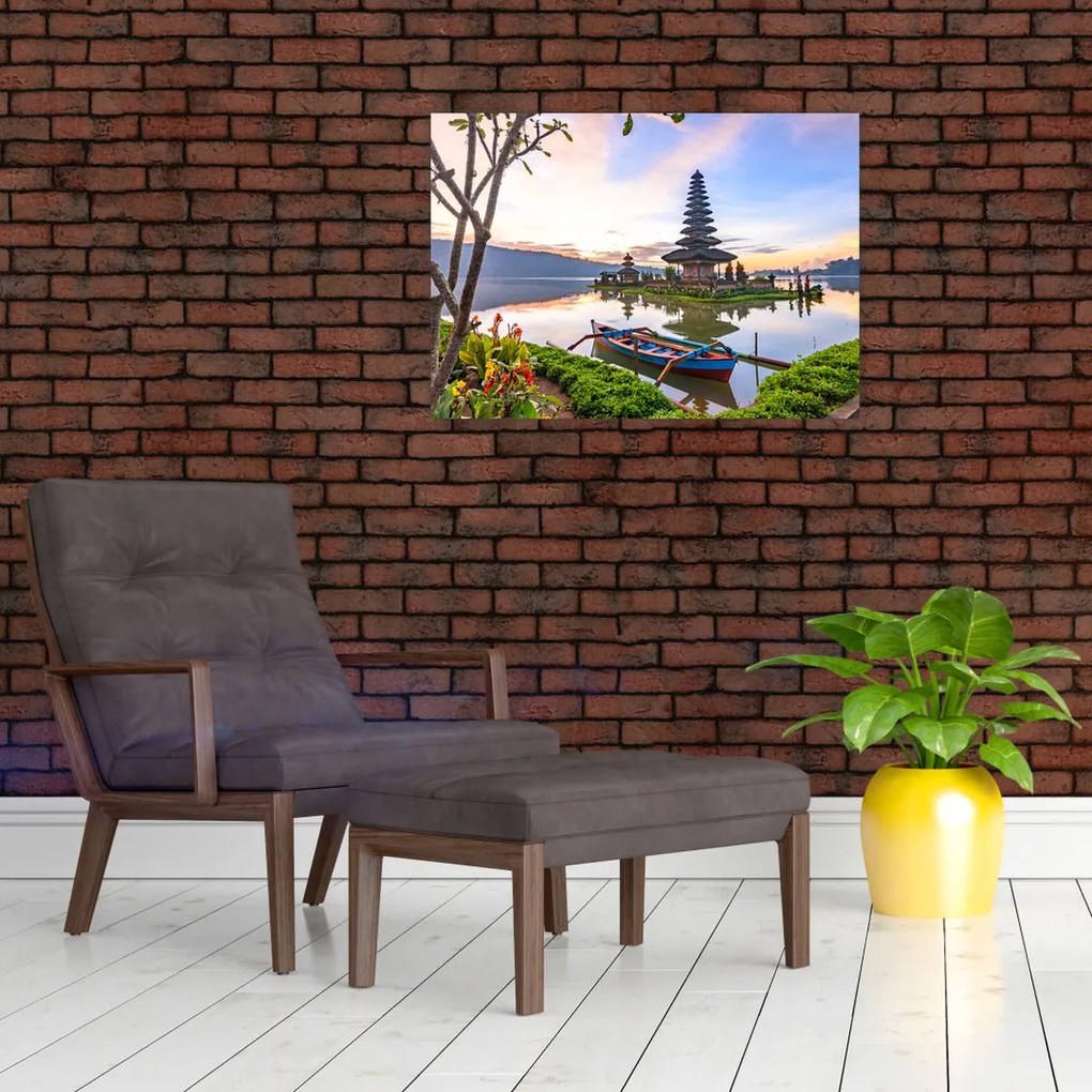 Obraz na szkle - Świątynia Pura Bratan (70x50 cm)