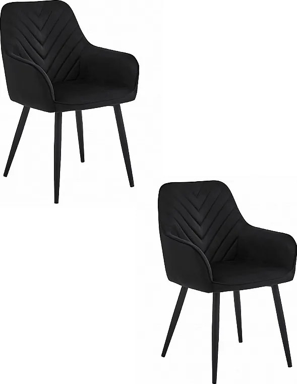 Krzesła do jadalni Valora WAAV – czarny aksamit z czarnymi nogami x2