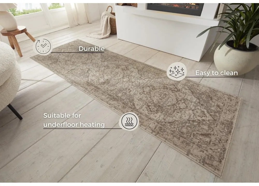 Beżowo-kremowy chodnik 80x200 cm Terrain Designer Sand – Hanse Home