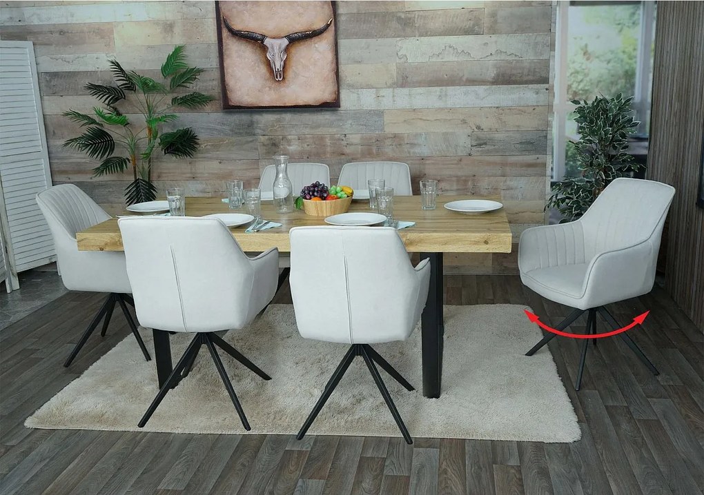 Krzesło do jadalni MCW-L79 (zestaw 6 sztuk),  kremowo-beżowy