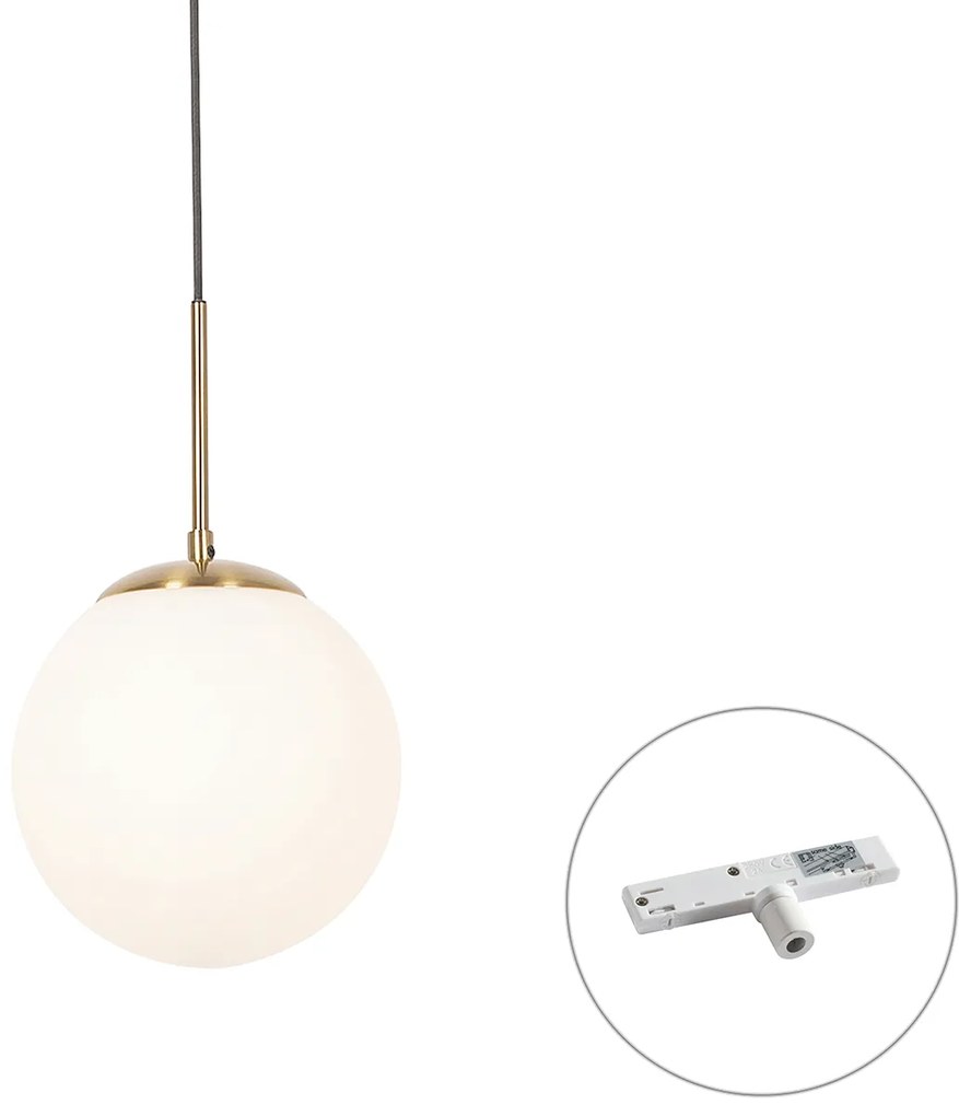 Art Deco hanglamp goud met opaal glas incl. rail adapter wit 1-fase - Slimline Flore ArtDeco Oswietlenie wewnetrzne