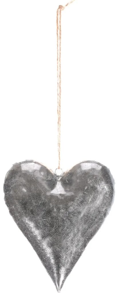 Zawieszka metalowa w kształcie serca, srebrna, 15x 2 x 18 cm