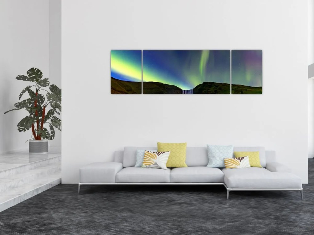 Obraz - Zorza polarna na Islandii (170x50 cm)