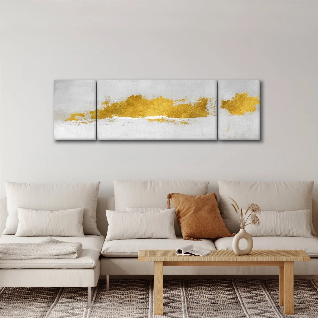 Obraz - Złote i szare pociągnięcia (170x50 cm)