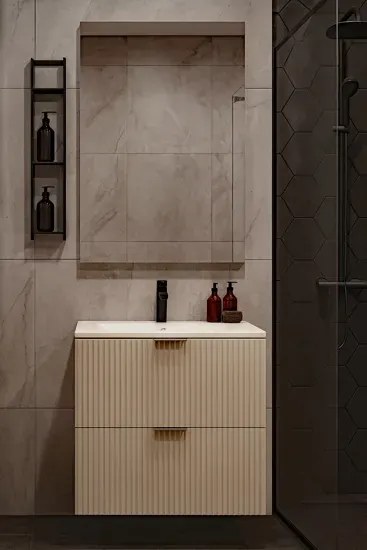 Kaszmirowa szafka ścienna z umywalką i szufladami F6-M00