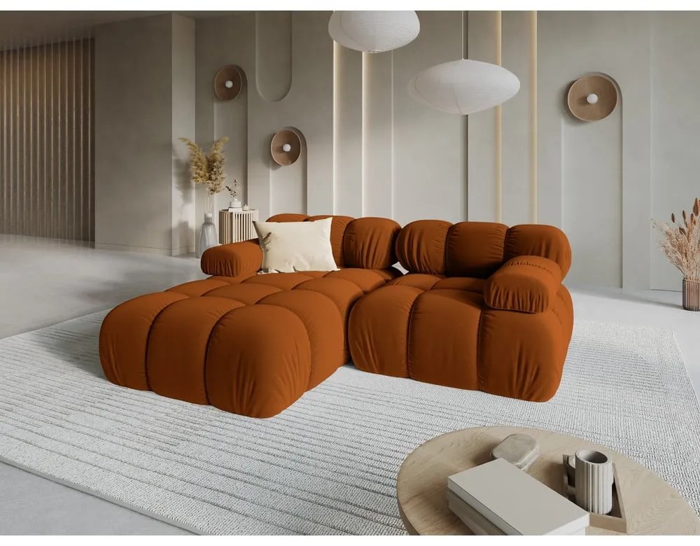 Pomarańczowa aksamitna sofa 191 cm Bellis – Micadoni Home