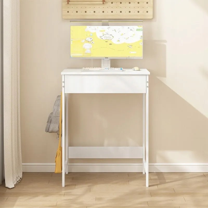 Biurko komputerowe dla dzieci z szufladą – białe, 60 cm