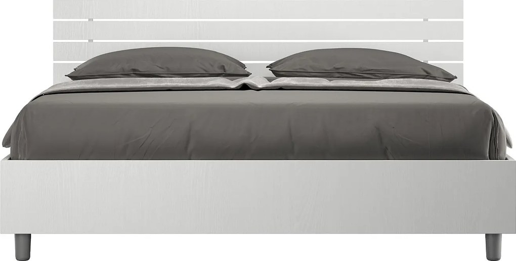 Łóżko bez stelaża 160x190 Prosty zagłówek z listwami Frassino biała Ankel