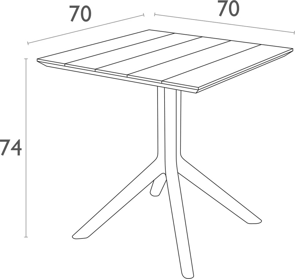 Kwadratowy stół kawiarniany z tworzywa Paris Table 70
